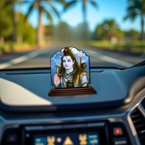 Car Dashboard/Table Top Lord Shiva Wooden Rectangle Photo Stand 3x4 Inches, Compact & Stylish Spiritual Display for Car, Home & Office (Pack of 1) (F22219) Car Dashboard/Table Top Lord Shiva Wooden Rectangle Photo Stand 3x4 Inches, Compact & Stylish Spiritual Display for Car, Home & Office (Pack of 1) (F22219)