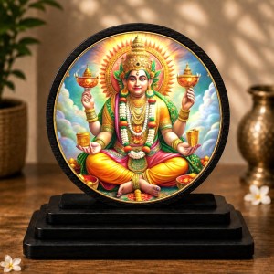 Car Dashboard Wooden Lord Kuber Showpiece | 4 X 4.5 Inch Sublimation Printed Decorative Stand | 4 Mm MDF | Home Decor | Made in India (F33275)