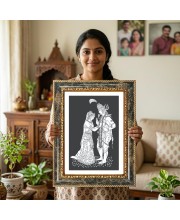 Shiva And Parvati Decorative Photo Frame With White Mount | Premium Wall & Tabletop Picture Frame | Home, Office & Temple Decoration | 10x14 Inch (Pack Of 1) (F31387)