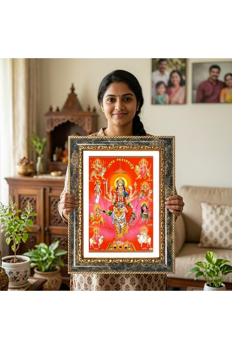 Shiva Temple Decorative Photo Frame With White Mount | Premium Wall & Tabletop Picture Frame | Home, Office & Temple Decoration | 12x16 Inch (Pack Of 1) (F31347)