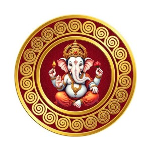 Lord Ganeshaa Fridge Magnet Wooden | Glossy Sublimation Print | 4x4 Inch | Strong Magnet Back | Decorative Magnet for Fridge, Almirah & Temple Decor (F23696)