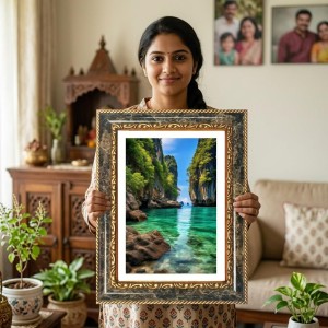 Tropical Landscape Decorative Photo Frame With White Mount | Premium Wall & Tabletop Picture Frame | Home, Office & Temple Decoration | 10x14 Inch (Pack Of 1) (F32683) Tropical Landscape Decorative Photo Frame With White Mount | Premium Wall & Tabletop Picture Frame | Home, Office & Temple Decoration | 10x14 Inch (Pack Of 1) (F32683)