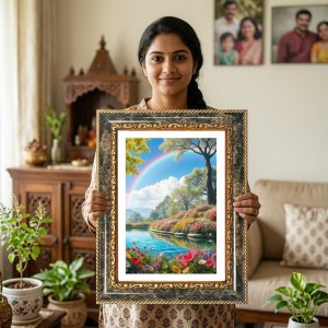 Mountain Lake Wall Art Decorative Photo Frame With White Mount | Premium Wall & Tabletop Picture Frame | Home, Office & Temple Decoration | 10x14 Inch (Pack Of 1) (F31394) Mountain Lake Wall Art Decorative Photo Frame With White Mount | Premium Wall & Tabletop Picture Frame | Home, Office & Temple Decoration | 10x14 Inch (Pack Of 1) (F31394)