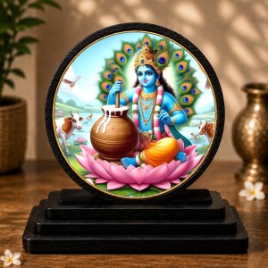 Car Dashboard Wooden Lord Krishna Showpiece | 4 X 4.5 Inch Sublimation Printed Decorative Stand | 4 Mm MDF | Home Decor | Made in India (F33647) Car Dashboard Wooden Lord Krishna Showpiece | 4 X 4.5 Inch Sublimation Printed Decorative Stand | 4 Mm MDF | Home Decor | Made in India (F33647)