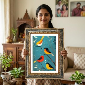 Bird Painting Decorative Photo Frame With White Mount | Premium Wall & Tabletop Picture Frame | Home, Office & Temple Decoration | 8x12 Inch (Pack Of 1) (F33036) Bird Painting Decorative Photo Frame With White Mount | Premium Wall & Tabletop Picture Frame | Home, Office & Temple Decoration | 8x12 Inch (Pack Of 1) (F33036)