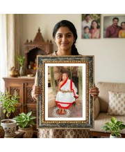Sarada Goddess Decorative Photo Frame With White Mount | Premium Wall & Tabletop Picture Frame | Home, Office & Temple Decoration | 10x14 Inch (Pack Of 1) (F33156)