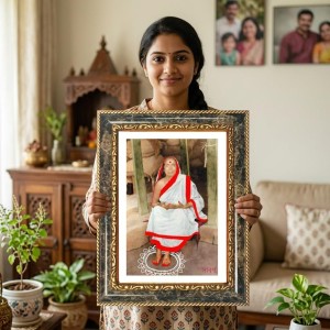 Sarada Goddess Decorative Photo Frame With White Mount | Premium Wall & Tabletop Picture Frame | Home, Office & Temple Decoration | 10x14 Inch (Pack Of 1) (F33156)