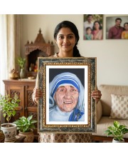 Mother Teresa Decorative Photo Frame With White Mount | Premium Wall & Tabletop Picture Frame | Home, Office & Temple Decoration | 10x14 Inch (Pack Of 1) (F33143)