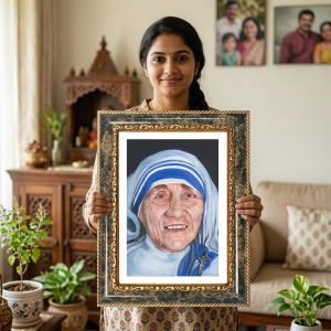 Mother Teresa Decorative Photo Frame With White Mount | Premium Wall & Tabletop Picture Frame | Home, Office & Temple Decoration | 10x14 Inch (Pack Of 1) (F33143) Mother Teresa Decorative Photo Frame With White Mount | Premium Wall & Tabletop Picture Frame | Home, Office & Temple Decoration | 10x14 Inch (Pack Of 1) (F33143)