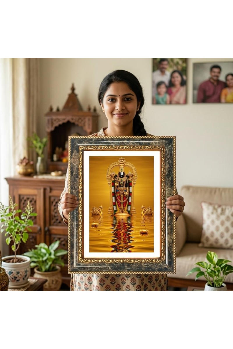 Venkateswara Decorative Photo Frame With White Mount | Premium Wall & Tabletop Picture Frame | Home, Office & Temple Decoration | 10x14 Inch (Pack Of 1) (F32417)