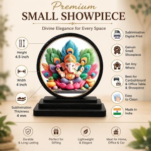 Car Dashboard Wooden Lord Ganeshaa Showpiece | 4 X 4.5 Inch Sublimation Printed Decorative Stand | 4 Mm MDF | Home Decor | Made in India (F33247) Car Dashboard Wooden Lord Ganeshaa Showpiece | 4 X 4.5 Inch Sublimation Printed Decorative Stand | 4 Mm MDF | Home Decor | Made in India (F33247)