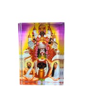 Acrylic Table Photo Stand with Dakshineswar Ma Kali, Sri Ramakrishna & Sarada Ma Image â€“ Crystal Clear Decorative Display Frame for Home Temple, Office Desk & Car Dashboard (Red)