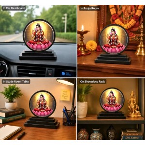 Car Dashboard Wooden Sri Bala Tripurasundari Showpiece | 4 X 4.5 Inch Sublimation Printed Decorative Stand | 4 Mm MDF | Home Decor | Made in India (F33461)