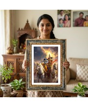 Ram And Sita Decorative Photo Frame With White Mount | Premium Wall & Tabletop Picture Frame | Home, Office & Temple Decoration | 10x14 Inch (Pack Of 1) (F32637)