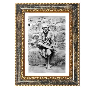 Sai Baba Decorative Photo Frame With White Mount | Premium Wall & Tabletop Picture Frame | Home, Office & Temple Decoration | 12x16 Inch (Pack Of 1) (F33082)