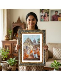Krishna And Arjuna Decorative Photo Frame With White Mount | Premium Wall & Tabletop Picture Frame | Home, Office & Temple Decoration | 8x12 Inch (Pack Of 1) (F31581)