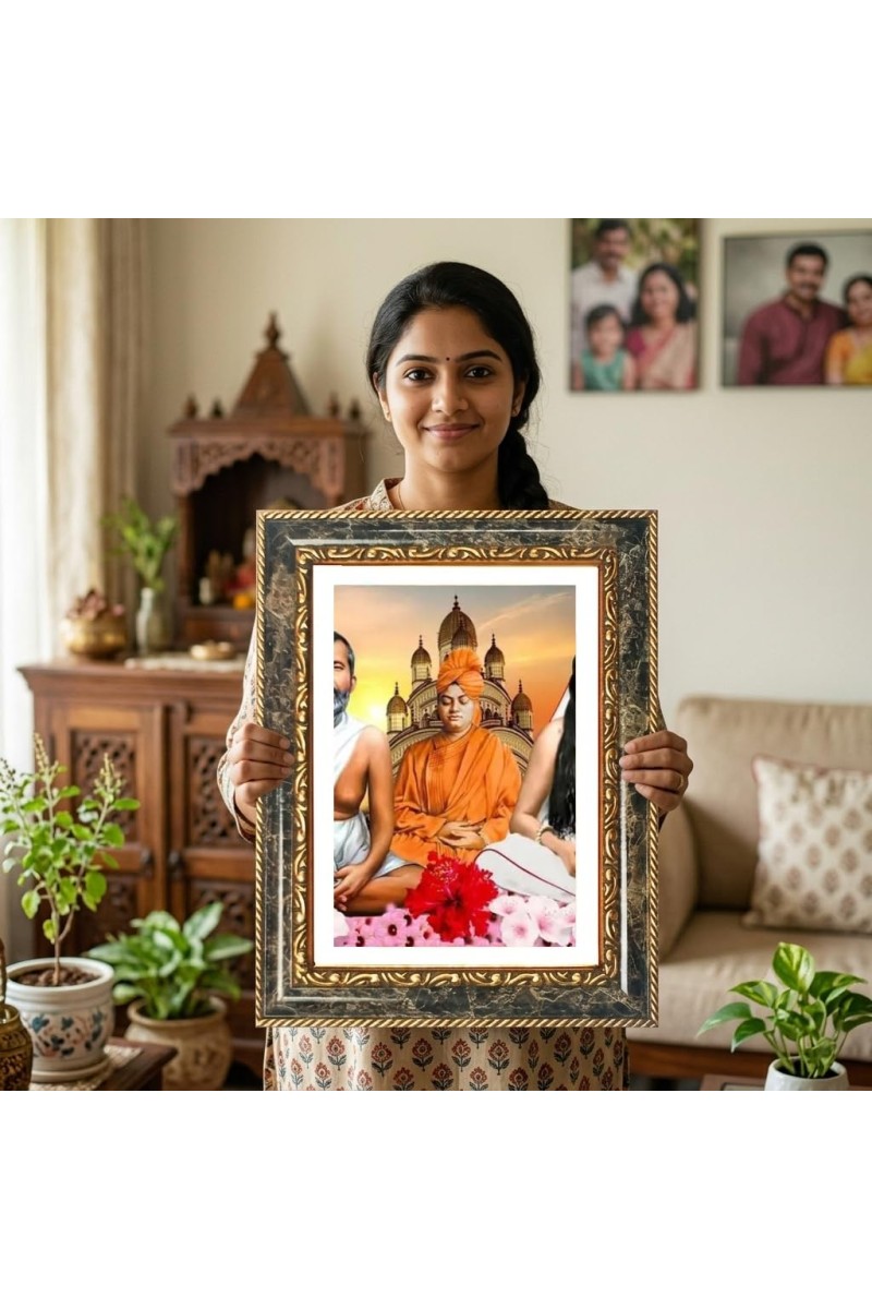 Swami Vivekananda Decorative Photo Frame With White Mount | Premium Wall & Tabletop Picture Frame | Home, Office & Temple Decoration | 8x12 Inch (Pack Of 1) (F32642)