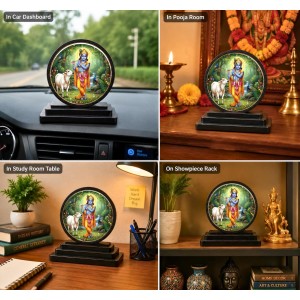 Car Dashboard Wooden Lord Krishna Showpiece | 4 X 4.5 Inch Sublimation Printed Decorative Stand | 4 Mm MDF | Home Decor | Made in India (F33651) Car Dashboard Wooden Lord Krishna Showpiece | 4 X 4.5 Inch Sublimation Printed Decorative Stand | 4 Mm MDF | Home Decor | Made in India (F33651)