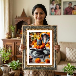 Shiva Lingam Decorative Photo Frame With White Mount | Premium Wall & Tabletop Picture Frame | Home, Office & Temple Decoration | 8x12 Inch (Pack Of 1) (F33240) Shiva Lingam Decorative Photo Frame With White Mount | Premium Wall & Tabletop Picture Frame | Home, Office & Temple Decoration | 8x12 Inch (Pack Of 1) (F33240)