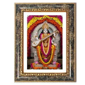 Goddess Saraswati Decorative Photo Frame With White Mount | Premium Wall & Tabletop Picture Frame | Home, Office & Temple Decoration | 8x12 Inch (Pack Of 1) (F31230)