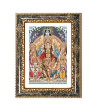 (Durga Parivar) And Lord Shiva Decorative Photo Frame With White Mount | Premium Wall & Tabletop Picture Frame | Home, Office & Temple Decoration | 10x14 Inch (Pack Of 1) (F31221)