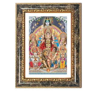 (Durga Parivar) And Lord Shiva Decorative Photo Frame With White Mount | Premium Wall & Tabletop Picture Frame | Home, Office & Temple Decoration | 8x12 Inch (Pack Of 1) (F31221)