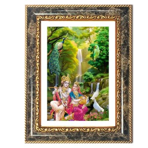Radhaa And Krishna Decorative Photo Frame With White Mount | Premium Wall & Tabletop Picture Frame | Home, Office & Temple Decoration | 8x12 Inch (Pack Of 1) (F33193)
