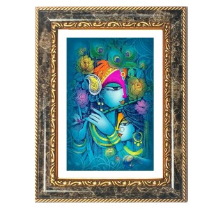 Krishna Abstract Art Decorative Photo Frame With White Mount | Premium Wall & Tabletop Picture Frame | Home, Office & Temple Decoration | 12x16 Inch (Pack Of 1) (F33094) Krishna Abstract Art Decorative Photo Frame With White Mount | Premium Wall & Tabletop Picture Frame | Home, Office & Temple Decoration | 12x16 Inch (Pack Of 1) (F33094)