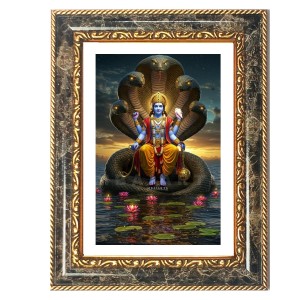 Vishnu Decorative Photo Frame With White Mount | Premium Wall & Tabletop Picture Frame | Home, Office & Temple Decoration | 8x12 Inch (Pack Of 1) (F31492)