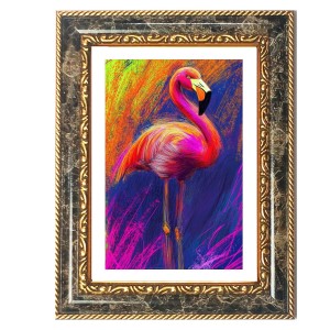Flamingo Canvas Painting Decorative Photo Frame With White Mount | Premium Wall & Tabletop Picture Frame | Home, Office & Temple Decoration | 10x14 Inch (Pack Of 1) (F31617)
