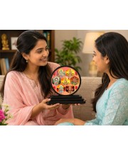 Car Dashboard Wooden Navdurga Yantra Showpiece | 4 X 4.5 Inch Sublimation Printed Decorative Stand | 4 Mm MDF | Home Decor | Made in India (F33567)