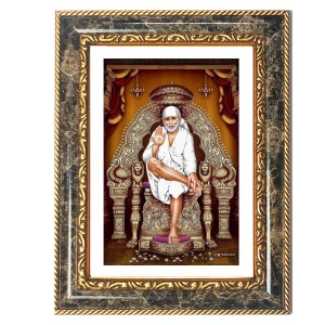 Sai Baba Decorative Photo Frame With White Mount | Premium Wall & Tabletop Picture Frame | Home, Office & Temple Decoration | 8x12 Inch (Pack Of 1) (F31096)