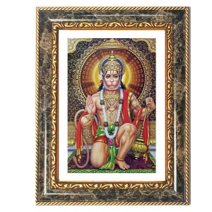 Lord Hanuman Decorative Photo Frame With White Mount | Premium Wall & Tabletop Picture Frame | Home, Office & Temple Decoration | 12x16 Inch (Pack Of 1) (F31129)