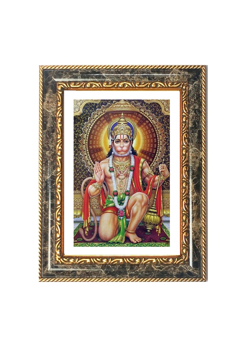 Lord Hanuman Decorative Photo Frame With White Mount | Premium Wall & Tabletop Picture Frame | Home, Office & Temple Decoration | 12x16 Inch (Pack Of 1) (F31129)