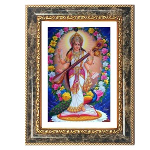 Saraswati Decorative Photo Frame With White Mount | Premium Wall & Tabletop Picture Frame | Home, Office & Temple Decoration | 10x14 Inch (Pack Of 1) (F32607)