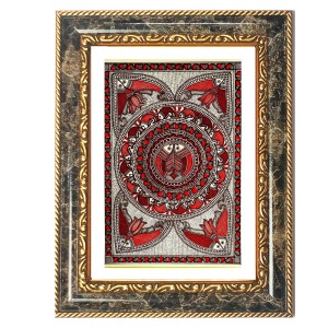 Mandal Art Decorative Photo Frame With White Mount | Premium Wall & Tabletop Picture Frame | Home, Office & Temple Decoration | 10x14 Inch (Pack Of 1) (F31575)