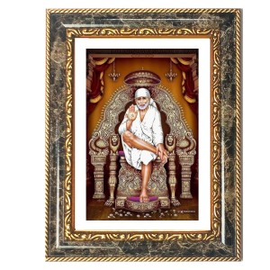 Sai Baba Decorative Photo Frame With White Mount | Premium Wall & Tabletop Picture Frame | Home, Office & Temple Decoration | 8x12 Inch (Pack Of 1) (F31130)