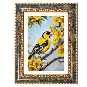 Prominent Yellow Bird Decorative Photo Frame With White Mount | Premium Wall & Tabletop Picture Frame | Home, Office & Temple Decoration | 10x14 Inch (Pack Of 1) (F31972)