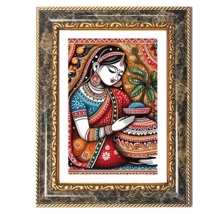 Mata Amritanandamayi Decorative Photo Frame With White Mount | Premium Wall & Tabletop Picture Frame | Home, Office & Temple Decoration | 12x16 Inch (Pack Of 1) (F33174)