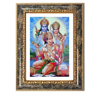 Rama Sita Hanuman Decorative Photo Frame With White Mount | Premium Wall & Tabletop Picture Frame | Home, Office & Temple Decoration | 8x12 Inch (Pack Of 1) (F33123)