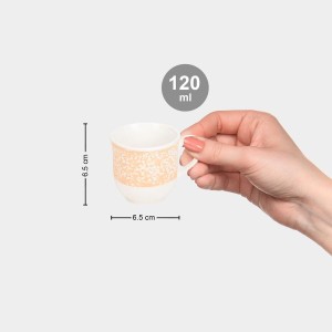 Hitech Sales 120 ml White Stoneware Cup Set of 6 Multicolor | Durable & Microwave Safe | Set for Tea/Coffee Elegant Design
