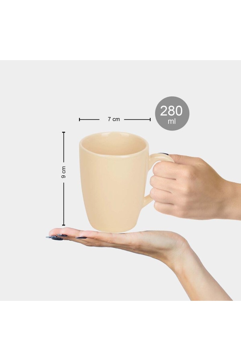 Stoneware Coffee Mug 280 ml – Durable Ceramic Cup for Hot Beverages – Microwave & Dishwasher Safe – Ideal for Coffee, Tea, Cocoa – Rustic Matte Finish (Biscuit)