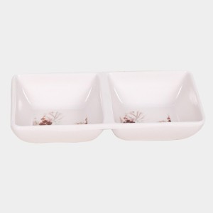Melamine Snack Plate, 2 Partitions - (M1335) Melamine Snack Plate, 2 Partitions - (M1335)
