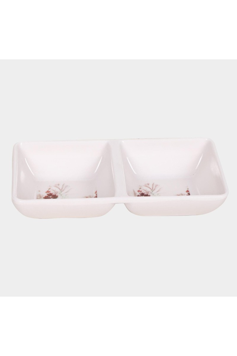 Melamine Snack Plate, 2 Partitions - (M1335)