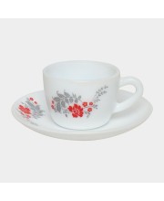 Hitech Sales 130 ml Opalware Cup & Saucer Set Red | Microwave Safe Ceramic Cup | Ideal for Daily Use