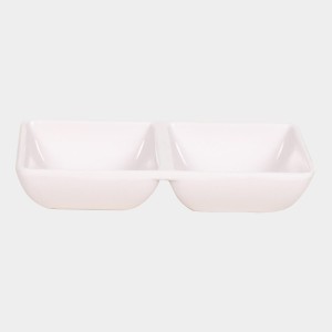 Melamine Snack Plate, 2 Partitions - (M1335) Melamine Snack Plate, 2 Partitions - (M1335)