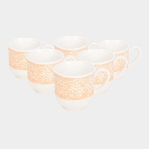 Hitech Sales 120 ml White Stoneware Cup Set of 6 Multicolor | Durable & Microwave Safe | Set for Tea/Coffee Elegant Design