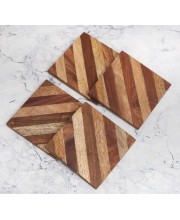 Handmade Wooden Tea Coasters – Set of 4 | Rustic Drink Mats for Home, Office, Table Décor | Reusable Wooden Cup Coaster Set for Tea, Coffee & Drinks