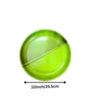 Round Plate | Banana Green Leaf Design Serving Plate for Puja, Prasad & Traditional Dining Festive & Daily Use (Set of 4). Round Plate | Banana Green Leaf Design Serving Plate for Puja, Prasad & Traditional Dining Festive & Daily Use (Set of 4).