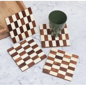 White and Brown Handcrafted Wooden Coasters – Set of 4 | Elegant Drink Mats for Tea, Coffee & Beverages | Rustic Tabletop Coaster Set for Home & Office Décor White and Brown Handcrafted Wooden Coasters – Set of 4 | Elegant Drink Mats for Tea, Coffee & Beverages | Rustic Tabletop Coaster Set for Home & Office Décor
